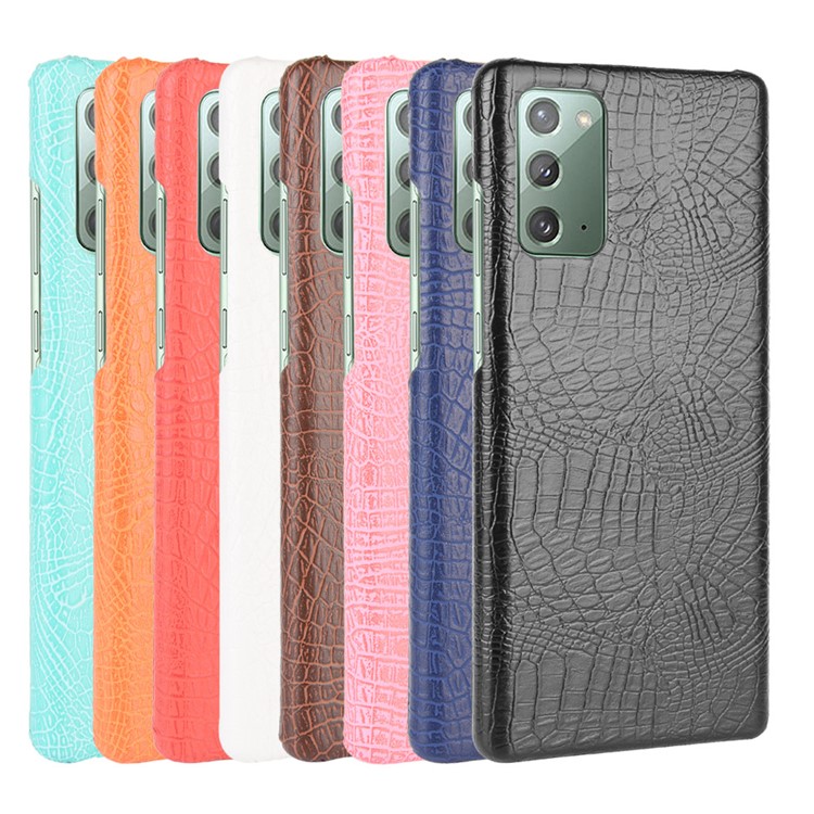 Crocodile Texture PU Couvre-pc Revêtu en Cuir Pour Samsung Galaxy Note20 4g / 5g - le Noir