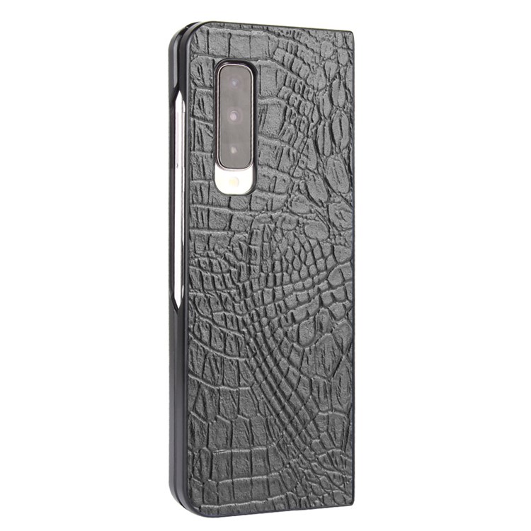 Crocodile Skin PU Leather Coated PC Phone Back Case for Samsung Galaxy Fold 5G / Fold 4G / W20 5G - Black-5