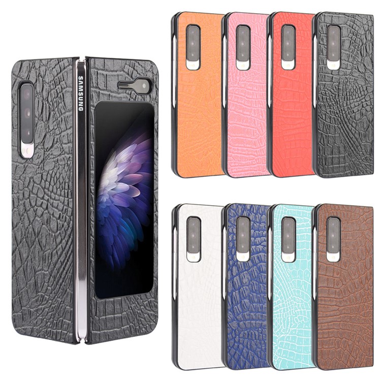 Crocodile Skin PU Leather Coated PC Phone Back Case for Samsung Galaxy Fold 5G / Fold 4G / W20 5G - Black-7