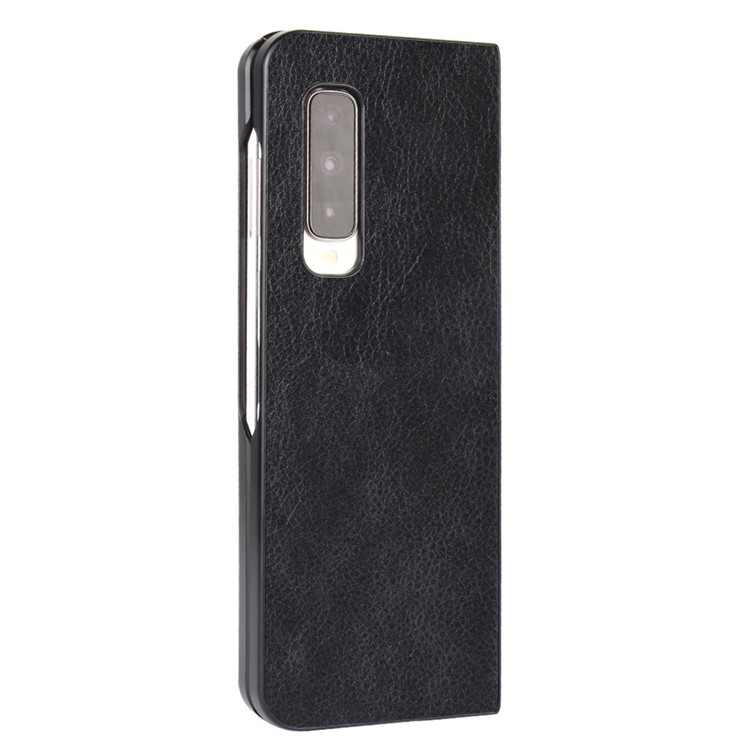 Litchi Skin Leather Coated PC Phone Back Shell for Samsung Galaxy Fold 4G / Fold 5G / W20 5G - Black-4