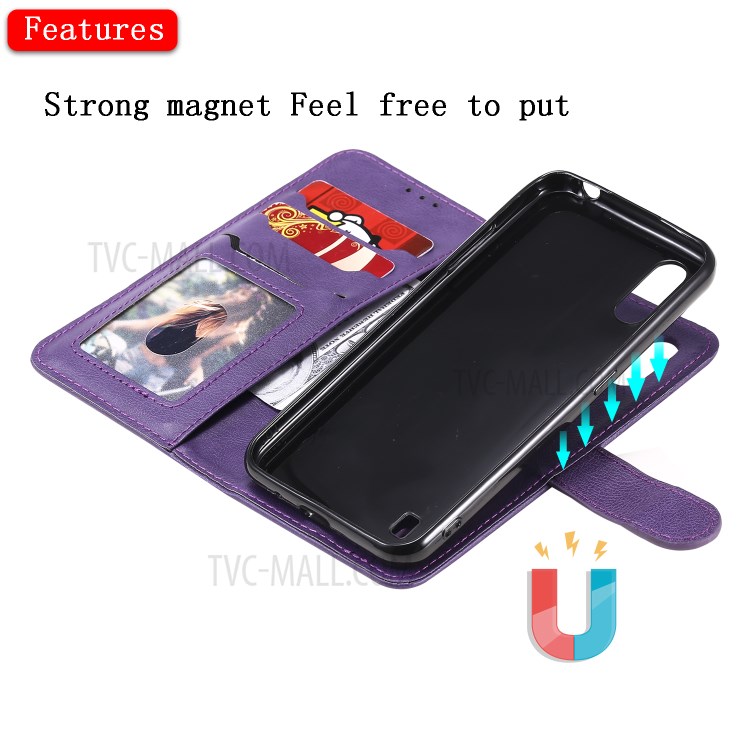 Solid Color Detachable 2-in-1 Leather Case for Samsung Galaxy A01 - Purple-5