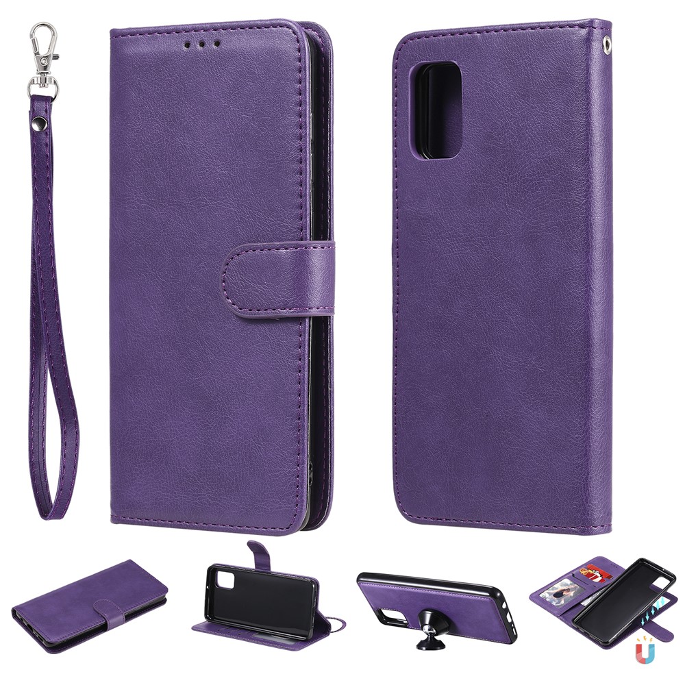 Magnetic Detachable 2-in-1 Wallet Leather Case for Samsung Galaxy A31 - Purple-1