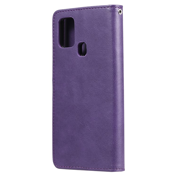 Pure Color Detachable 2-in-1 Leather Shell for Samsung Galaxy A21s - Purple-3