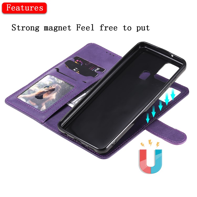 Pure Color Detachable 2-in-1 Leather Shell for Samsung Galaxy A21s - Purple-5