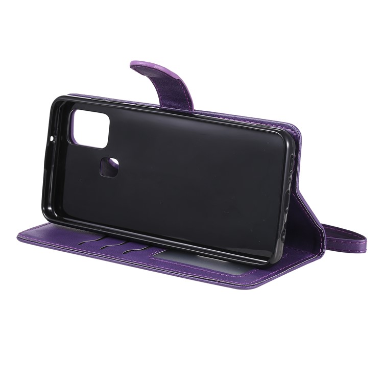 Pure Color KT Leather Series-3 Descrevível Shell de Couro 2 em 1 Para Samsung Galaxy A21s - Roxo