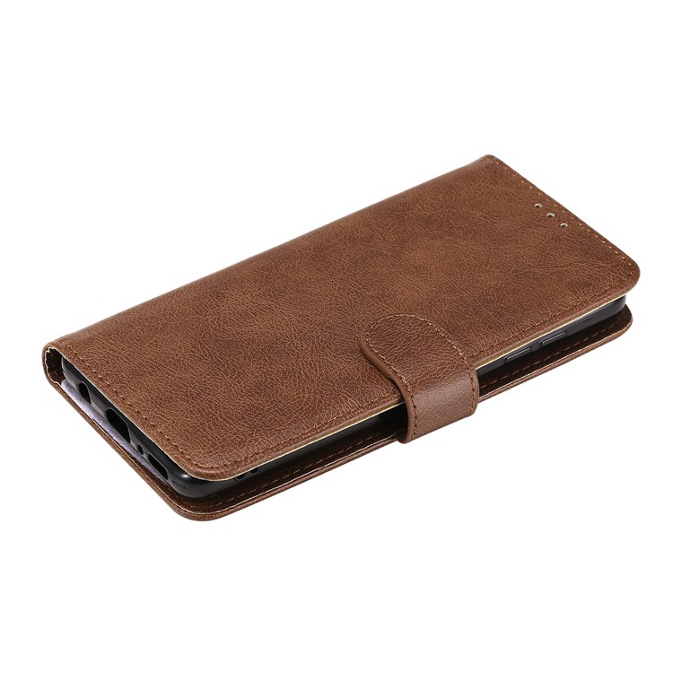 KT Leather Series-3 Destacável 2-em 1 Caixa Celular de Carteira de Couro Para Samsung Galaxy A41 (versão Global) - Castanho