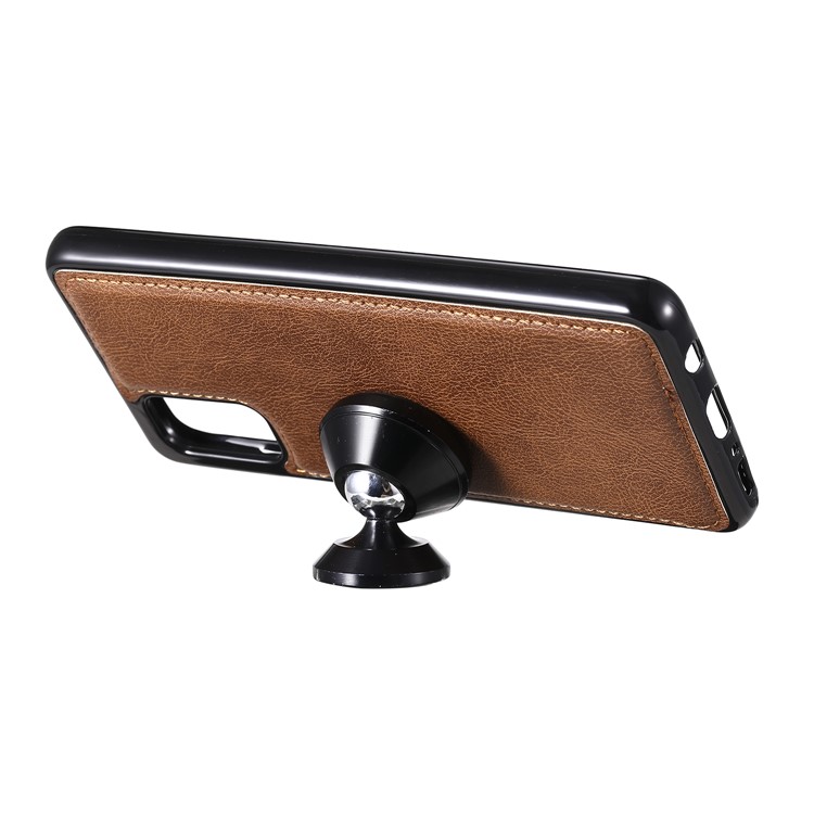 KT Leather Series-3 Destacável 2-em 1 Caixa Celular de Carteira de Couro Para Samsung Galaxy A41 (versão Global) - Castanho