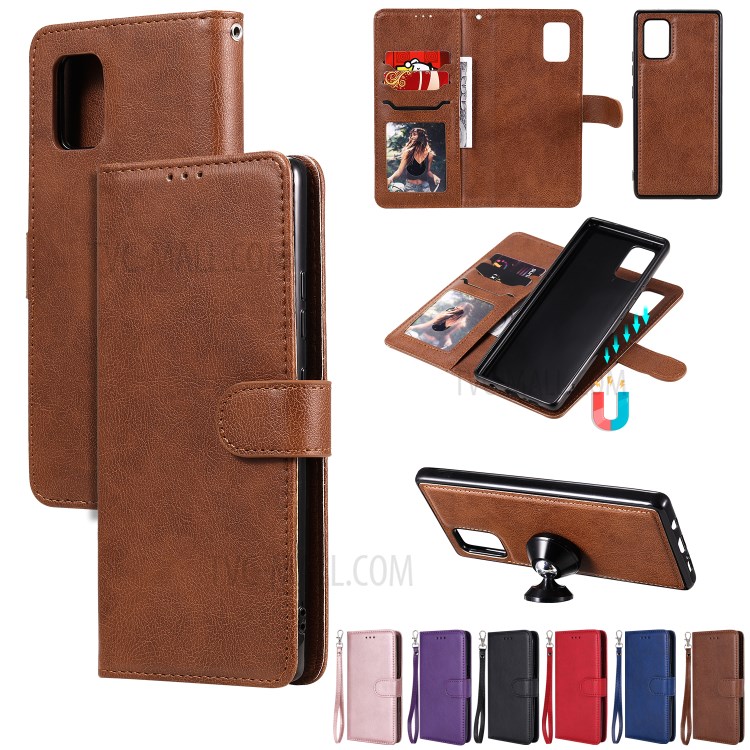 Detachable Leather Wallet Cover + TPU Shell 2-in-1 for Samsung Galaxy A71 5G SM-A716 - Brown-12