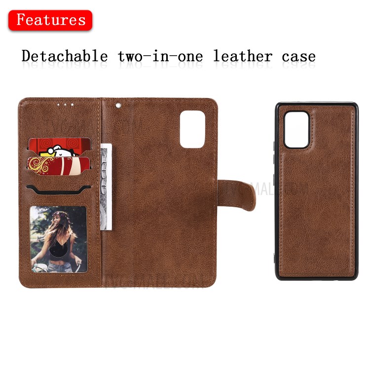 Detachable Leather Wallet Cover + TPU Shell 2-in-1 for Samsung Galaxy A71 5G SM-A716 - Brown-4