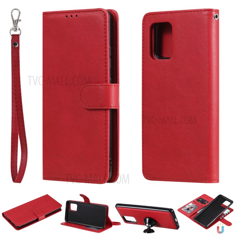 Detachable 2-in-1 Wallet Leather Cover for Samsung Galaxy A91/S10 Lite/M80S - Red-1