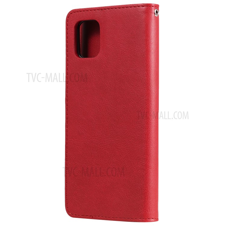 Magnetic Detachable 2-in-1 Wallet Leather Case for Samsung Galaxy A81/Note 10 Lite/M60S - Red-3