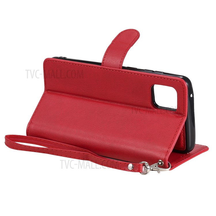 Magnetic Detachable 2-in-1 Wallet Leather Case for Samsung Galaxy A81/Note 10 Lite/M60S - Red-8