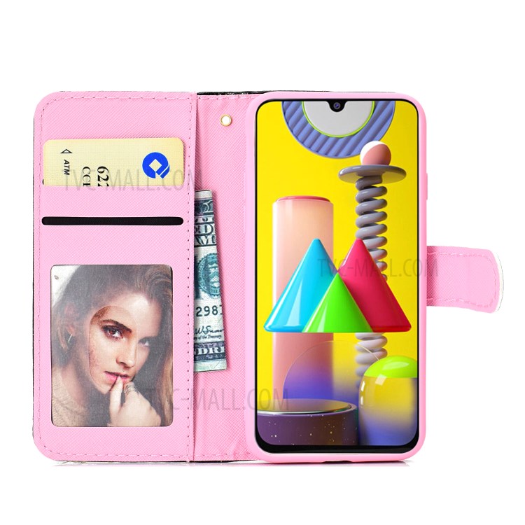 Flash Powder Leather Stand Case with Card Slots Shell for Samsung Galaxy A21s - Silver-9