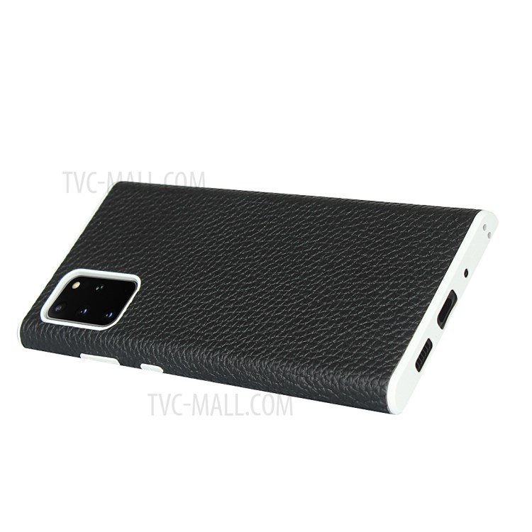 Litchi Skin Genuine Leather Coated TPU Protective Case for Samsung Galaxy S20 Plus - Black-6