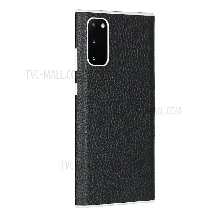 Litchi Skin Genuine Leather Coated TPU Phone Case for Samsung Galaxy S20 - Black-3