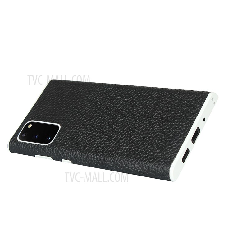 Litchi Skin Genuine Leather Coated TPU Phone Case for Samsung Galaxy S20 - Black-5