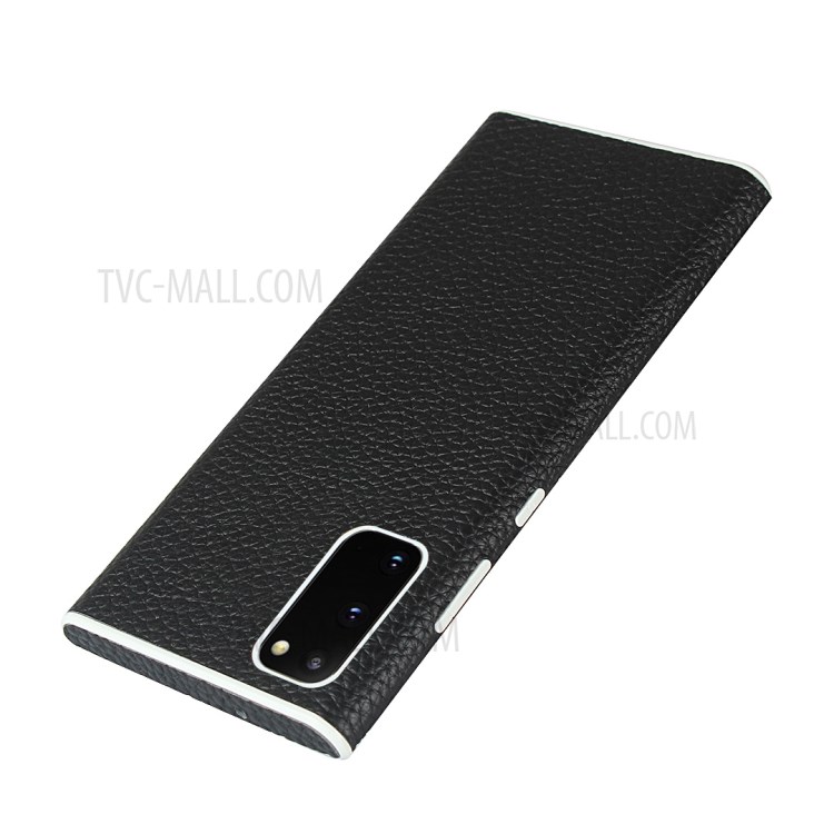 Litchi Skin Genuine Leather Coated TPU Phone Case for Samsung Galaxy S20 - Black-7