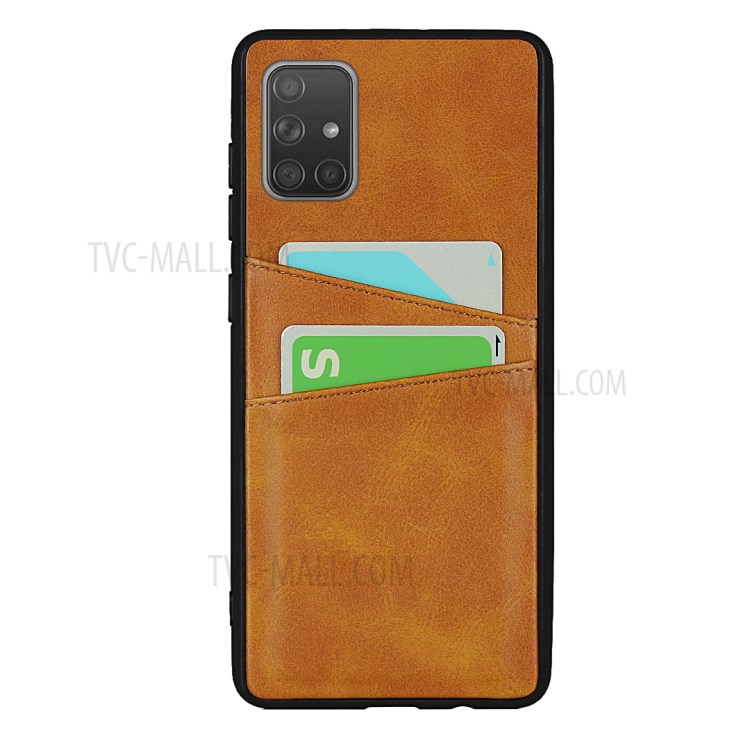 PU Leather Coated TPU Phone Cover Dual Card Slots Back Case for Samsung Galaxy A51 SM-A515 - Brown-2