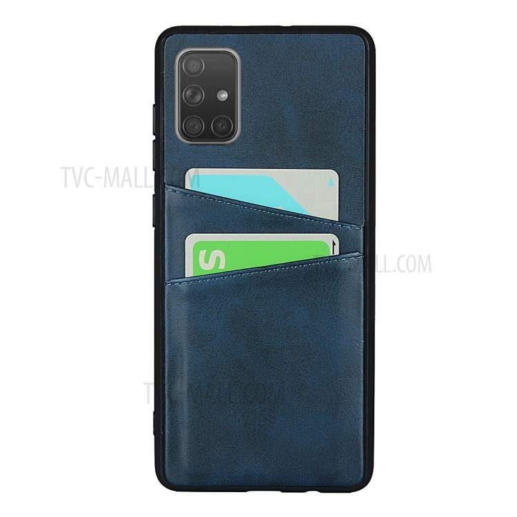 PU Leather Coated TPU Phone Cover Dual Card Slots Back Case for Samsung Galaxy A51 SM-A515 - Blue-2