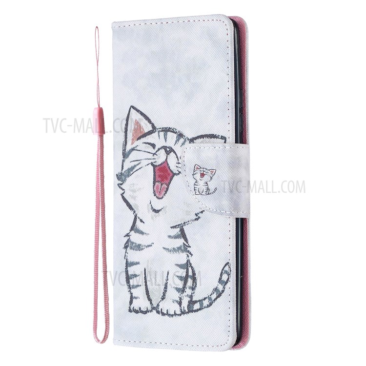 Pattern Printing Leather Wallet Shell for Samsung Galaxy A71 5G SM-A716 - Happy Cat-2