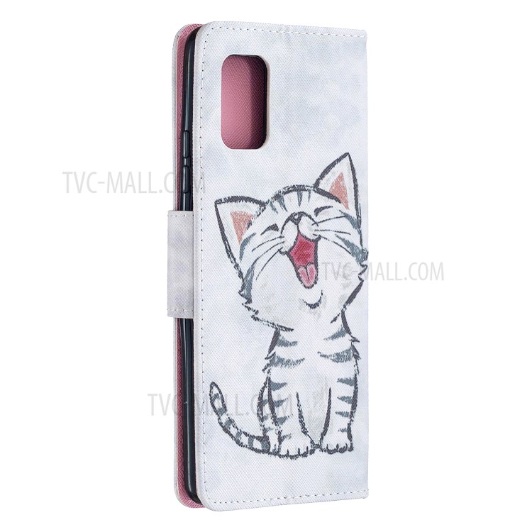 Pattern Printing Leather Wallet Shell for Samsung Galaxy A71 5G SM-A716 - Happy Cat-3