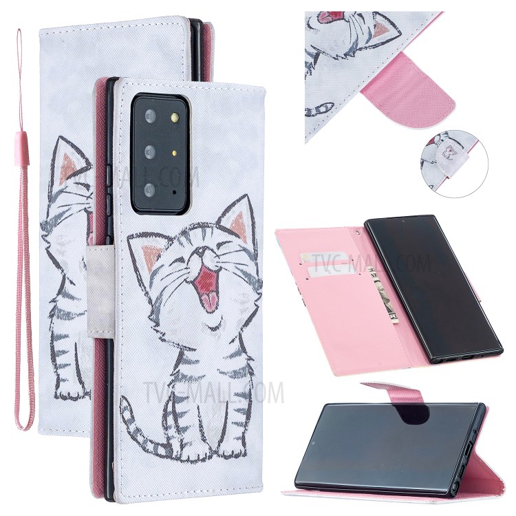 Pattern Printing Magnetic Leather Stand Case for Samsung Galaxy Note20 Ultra/Note20 Ultra 5G - Happy Cat-1