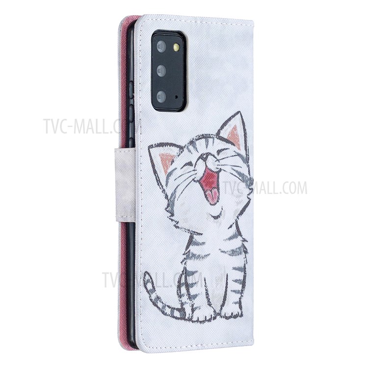 Pattern Printing Leather Wallet Case for Samsung Galaxy Note 20/Note 20 5G - Happy Cat-3