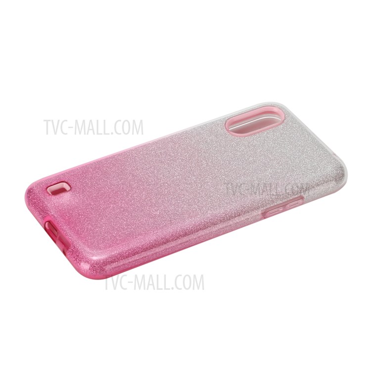 Gradient Color Glittery Powder PC+TPU Hybrid Case for Samsung Galaxy A01 - Pink-2