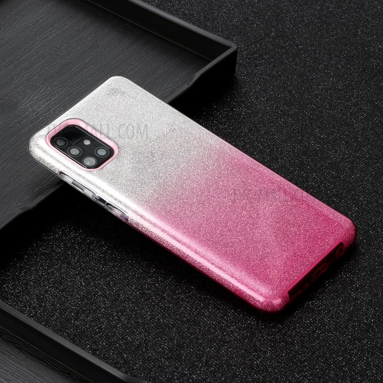 Gradient Color Glittery Powder PC+TPU Combo Case for Samsung Galaxy A71 SM-A715 - Pink-4