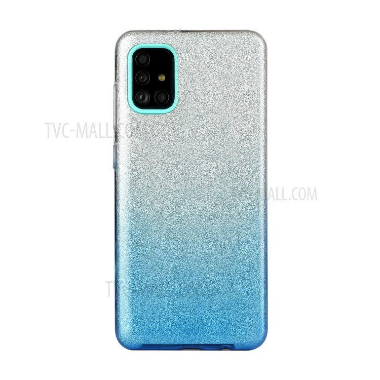 Gradient Color Glittery Powder PC+TPU Combo Case for Samsung Galaxy A71 SM-A715 - Blue-1