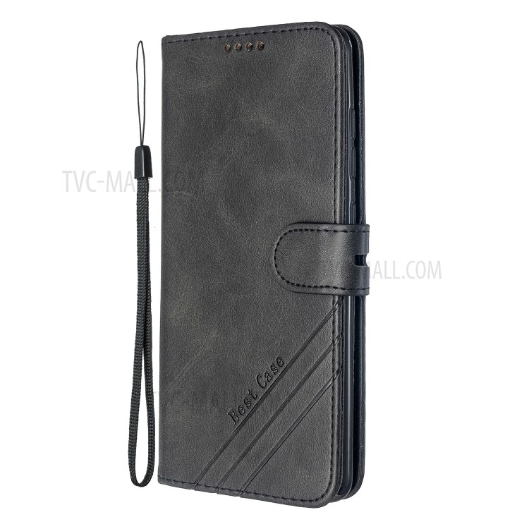 Protective Wallet Leather Stand Phone Cover Case with Lanyard for Samsung Galaxy A71 5G SM-A716 - Black-3