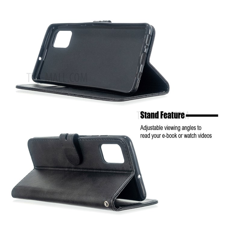 Protective Wallet Leather Stand Phone Cover Case with Lanyard for Samsung Galaxy A71 5G SM-A716 - Black-6