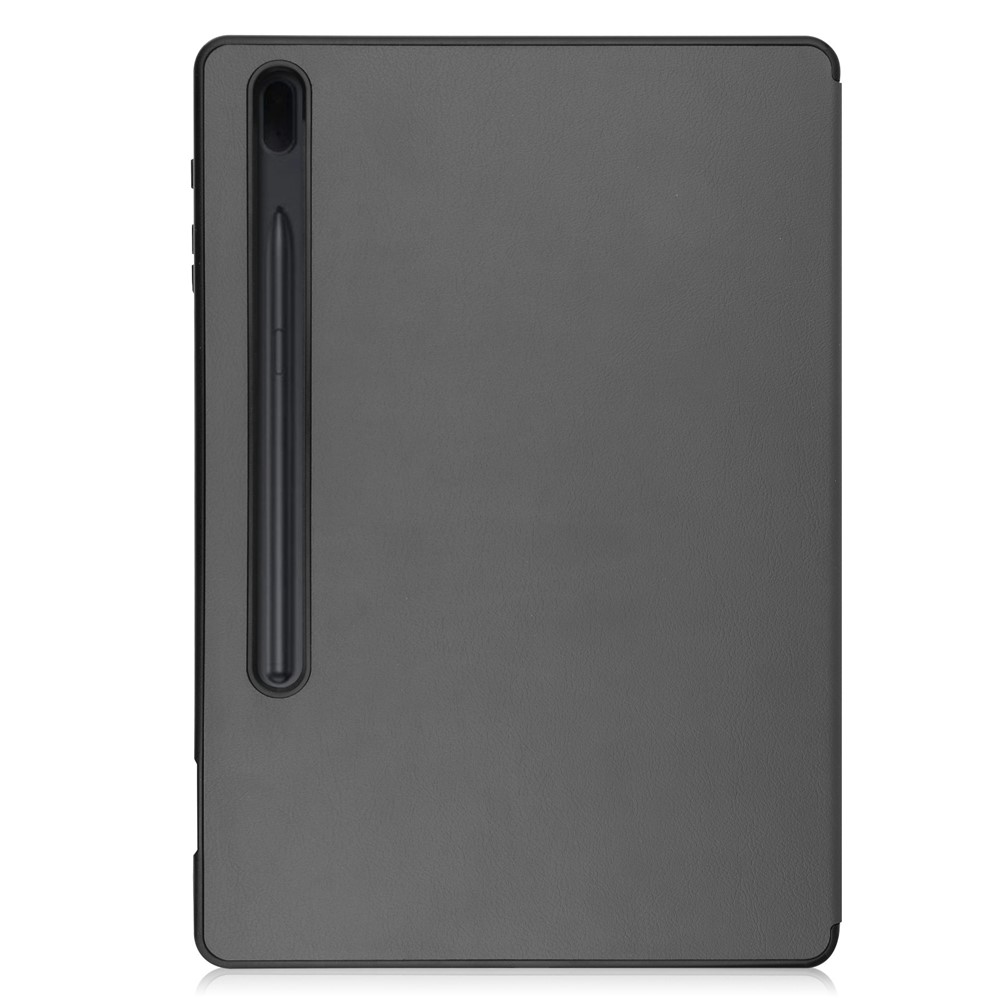 Tri-fold Stand Smart Leather Case with Pen Slot for Samsung Galaxy Tab S7 Plus 12.4 inch - Grey-6