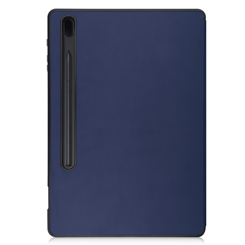 Tri-fold Stand Smart Leather Case with Pen Slot for Samsung Galaxy Tab S7 Plus 12.4 inch - Dark Blue-6