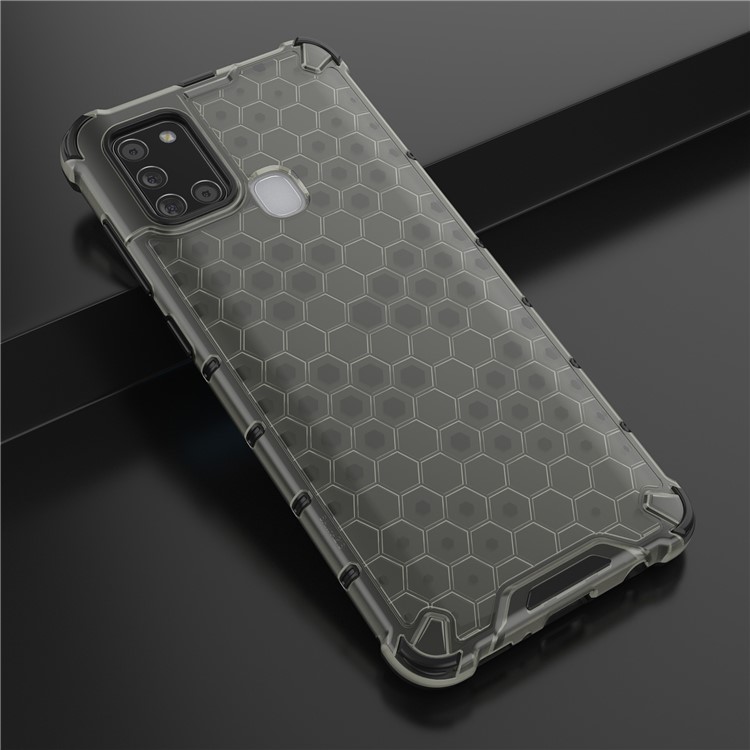 Honeycomb Pattern Shockproof TPU + PC Hybrid Cover for Samsung Galaxy A21s - Black-4