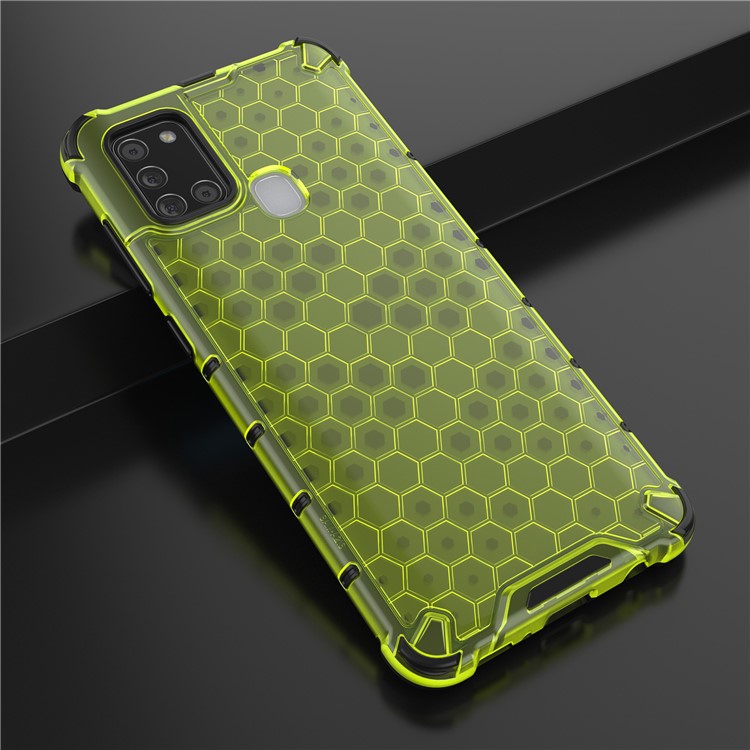 Honeycomb Pattern Shockproof TPU + PC Hybrid Cover for Samsung Galaxy A21s - Green-4