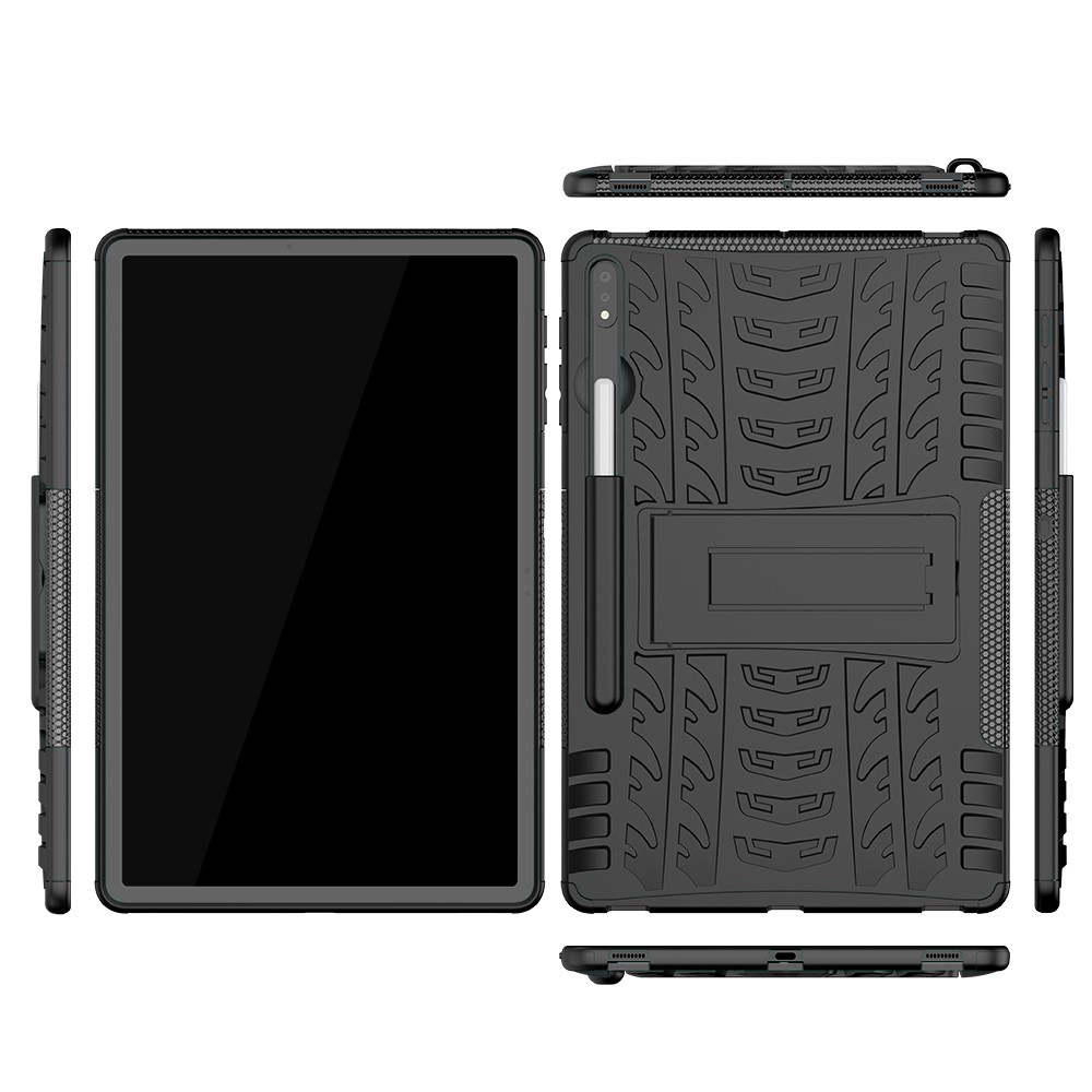 Cool Tyre Hybrid PC + TPU Protector Cover with Kickstand for Samsung Galaxy Tab S7 Plus - Black-6