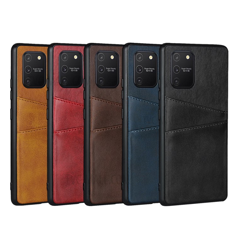 Dual Card Slots PU Leather Coated TPU Back Case for Samsung Galaxy A91/S10 Lite - Brown-11