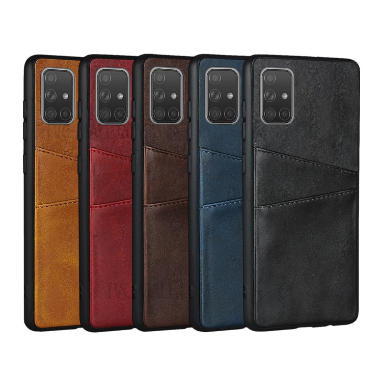 Dual Card Slots PU Leather Coated TPU Phone Cover for Samsung Galaxy A71 SM-A715 - Brown-10