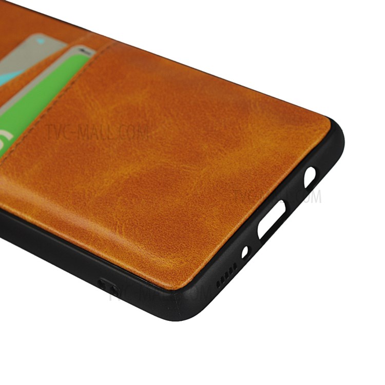 Dual Card Slots PU Leather Coated TPU Phone Cover for Samsung Galaxy A71 SM-A715 - Brown-8