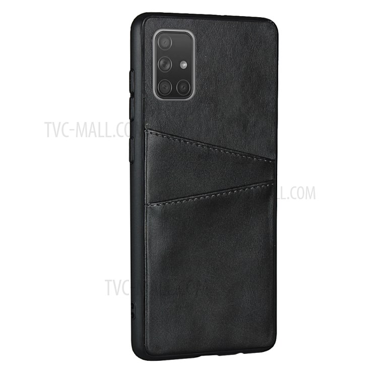 Dual Card Slots PU Leather Coated TPU Phone Cover for Samsung Galaxy A71 SM-A715 - Black-3