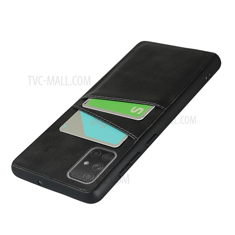 Dual Card Slots PU Leather Coated TPU Phone Cover for Samsung Galaxy A71 SM-A715 - Black-4