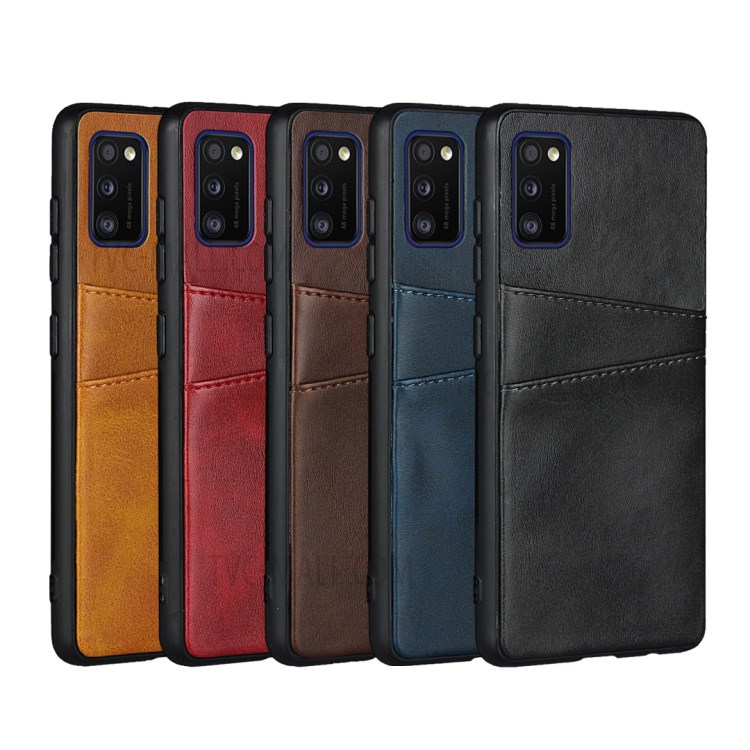 PU Leather + PC Phone Casing Card Slots Cover for Samsung Galaxy A41 (Global Version) - Brown-10