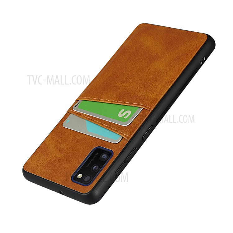 PU Leather + PC Phone Casing Card Slots Cover for Samsung Galaxy A41 (Global Version) - Brown-5