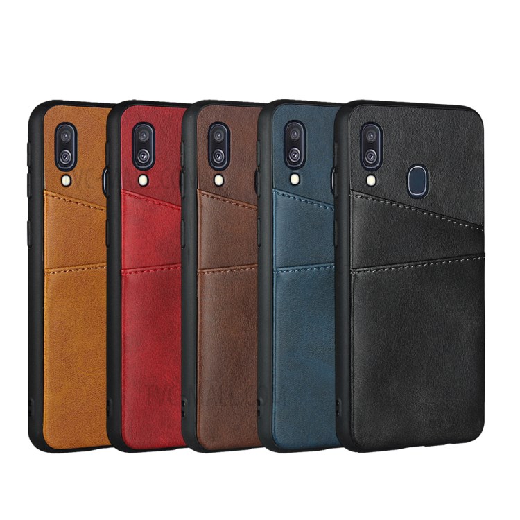 PU Leather + TPU Combo Casing Card Slots Cover for Samsung Galaxy A40 - Brown-10