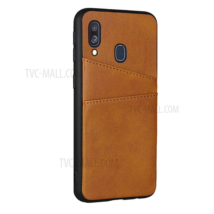 PU Leather + TPU Combo Casing Card Slots Cover for Samsung Galaxy A40 - Brown-4