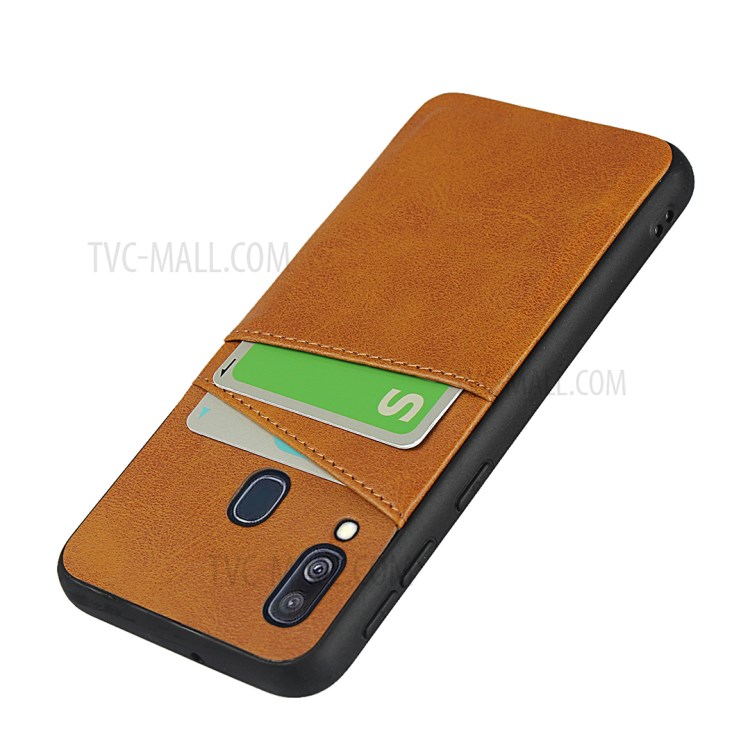 PU Leather + TPU Combo Casing Card Slots Cover for Samsung Galaxy A40 - Brown-5