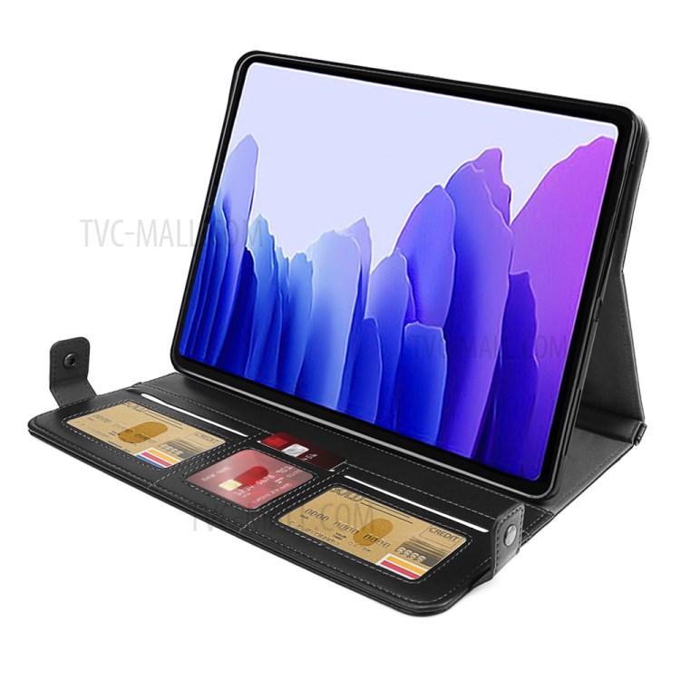Envelop Style Wallet Leather Tablet Cover with Pen Slot for Samsung Galaxy Tab S7 Plus - Black-4