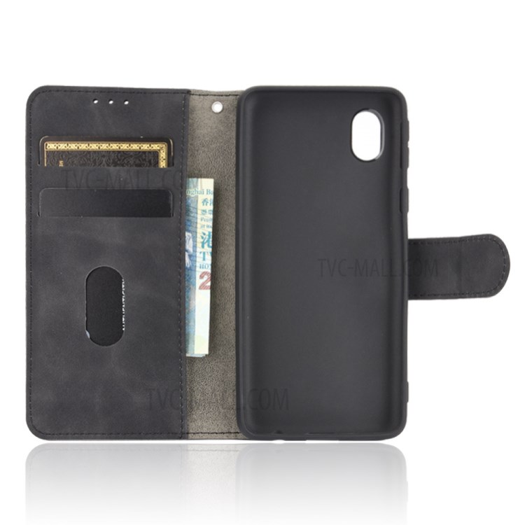 Skin-touch Wallet Stand Leather Case for Samsung Galaxy M01 Core/A01 Core - Black-3