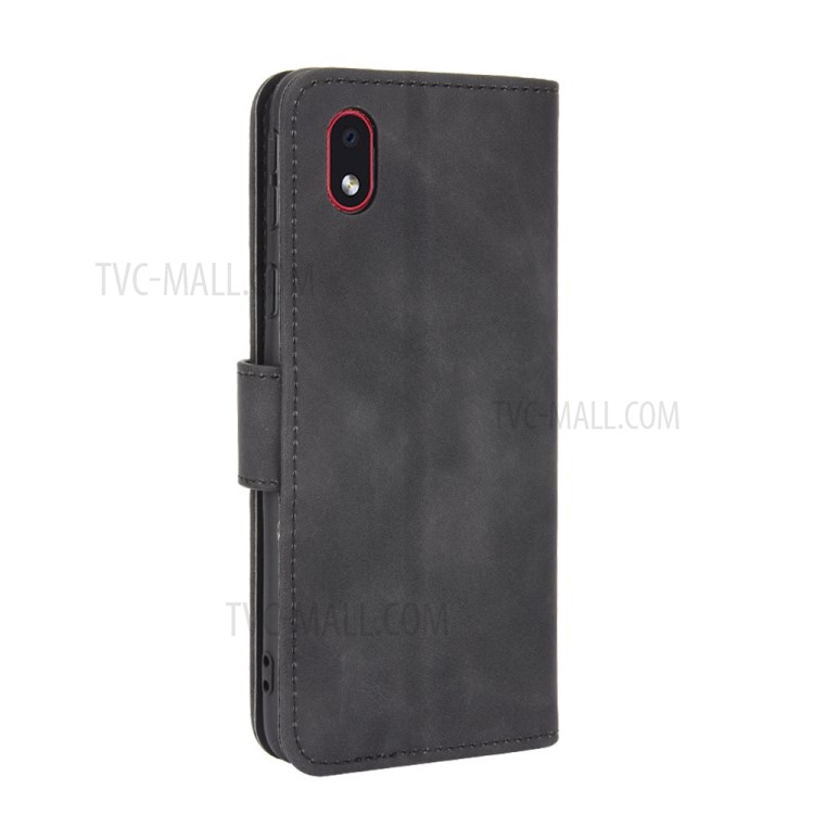 Skin-touch Wallet Stand Leather Case for Samsung Galaxy M01 Core/A01 Core - Black-6